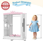 Betterhood Kids Closet with Jewelry Cabinet, Princess Dress Storage with Shelves&Mirror, Costumes Wardrobe Closet with Hanging Rack for Toddlers,Organizer for Bedroom (White)