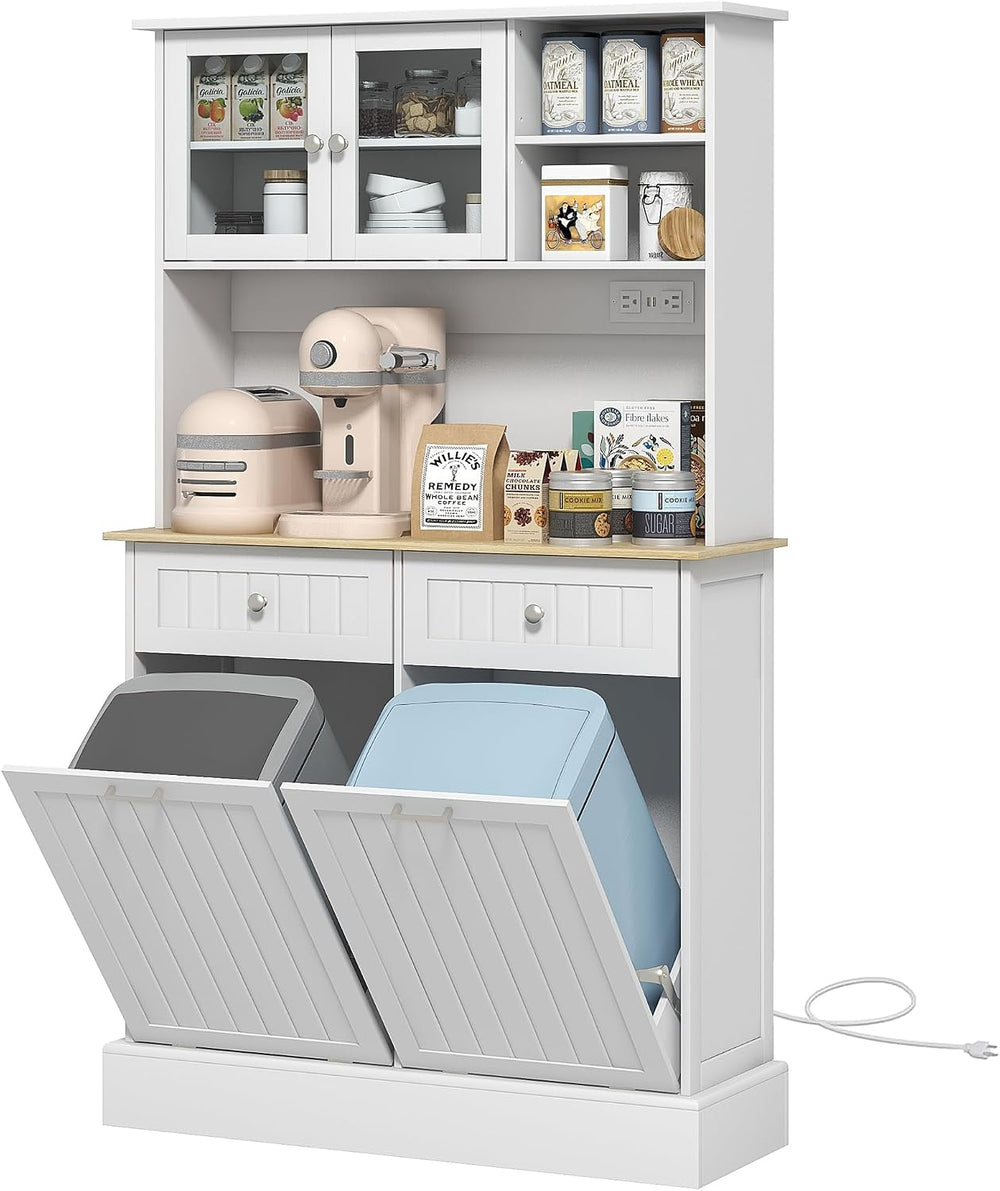 68" Kitchen Pantry, Freestanding Storage Cabinet with Charging Station, ...