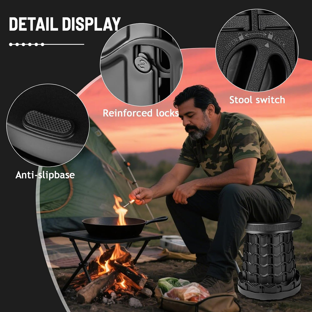 Portable Telescoping Stool, Retractable Folding Stool for Camping Garden Fish...