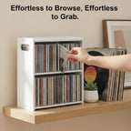 Stackable Double Layer CD Storage Rack, CD Holder for CD Cases, Holds 58 CD Cases, Space-Saving CD Case Organizer for Home & Theater Room, Ideal Gift for Music Lovers & CD Collectors