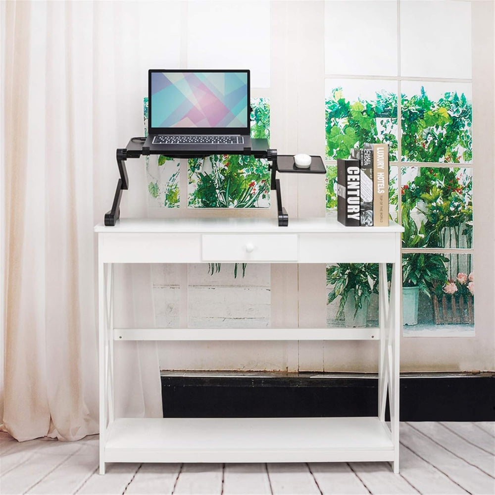 360-Degree Rotation Multifunctional Portable Folding Table with Fan & Mou...
