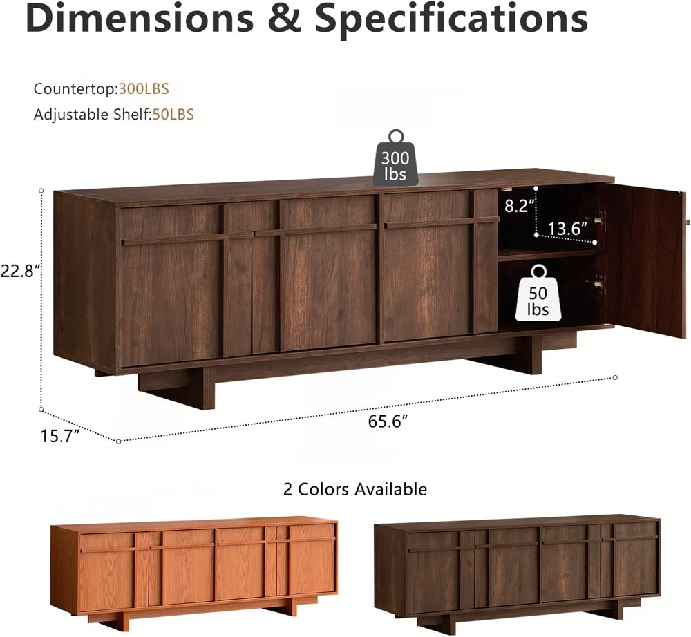 65.6" Mid Century Modern TV Stand for 75 Inch TV, Walnut | Media Console...