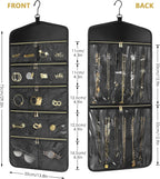 CHICECO Travel Jewelry Holder Organizer,Hanging Jewelry Organizer Storage with Zippered Pockets for Cloest,Jewelry Holder for Earrings, Necklaces（Black）