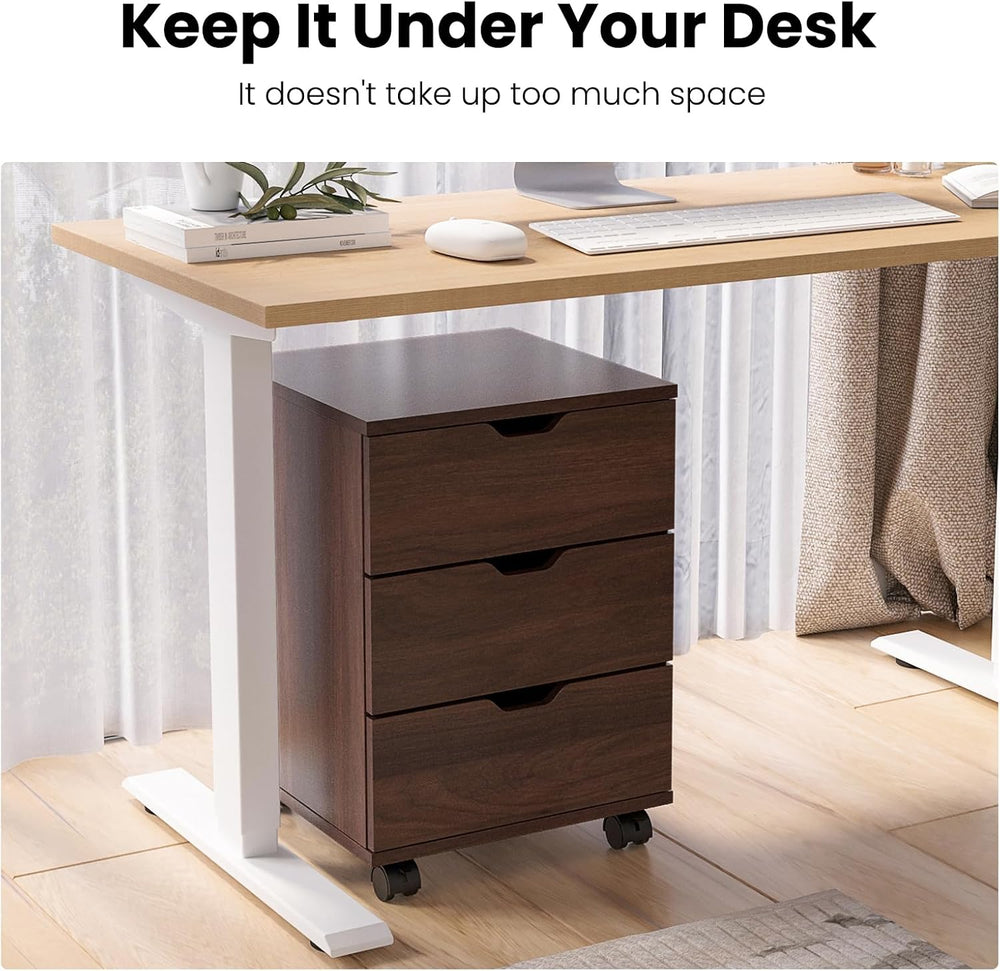 Farini Wood File Cabinet for Home Office,Under Desk 3 Drawer Mobile File Cabi...