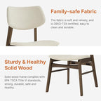Wooden Dining Chairs Set of 6, Upholstered Modern Dining Room Chairs, Solid Oak Wood Kitchen Chairs with Soft Cushion Backrest for Farmhouse, Restaurant, Café (Cream Fabric & Walnut Color)