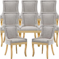 Dining Chairs Set of 8, Kitchen & Dining Room Chairs, Chenille Fabric Upholstered Dinning Chairs, Sillas De Comedor, Nailhead Trim, Metal Legs (Beige, 8 Pcs)