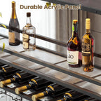 55" Industrial Ceiling Wine Glass Rack with LED, 3-Tier Ceiling Shelf with Wine Glass Holder and Acrylic Shelf, Hanging Wine Rack with Cup Holder for Bar, Home, Cafe