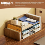KIRIGEN Wood Desk Organizer 5 Trays - Desktop Document Letter Tray for Folders, Mail,File -Nature 3-Tier Office Mail Sorter Organizer Rack/Telephone Stand/Document Holder Dark Brown(2TP-DBR)
