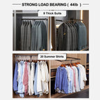 Pull Down Closet Rod for Hanging Clothes, Retractable Wardrobe Hanger for Cabinet Inside Width 21.6"~26", Aluminium alloy Tubing with Plastic Housing, 44 lb Weight Rating
