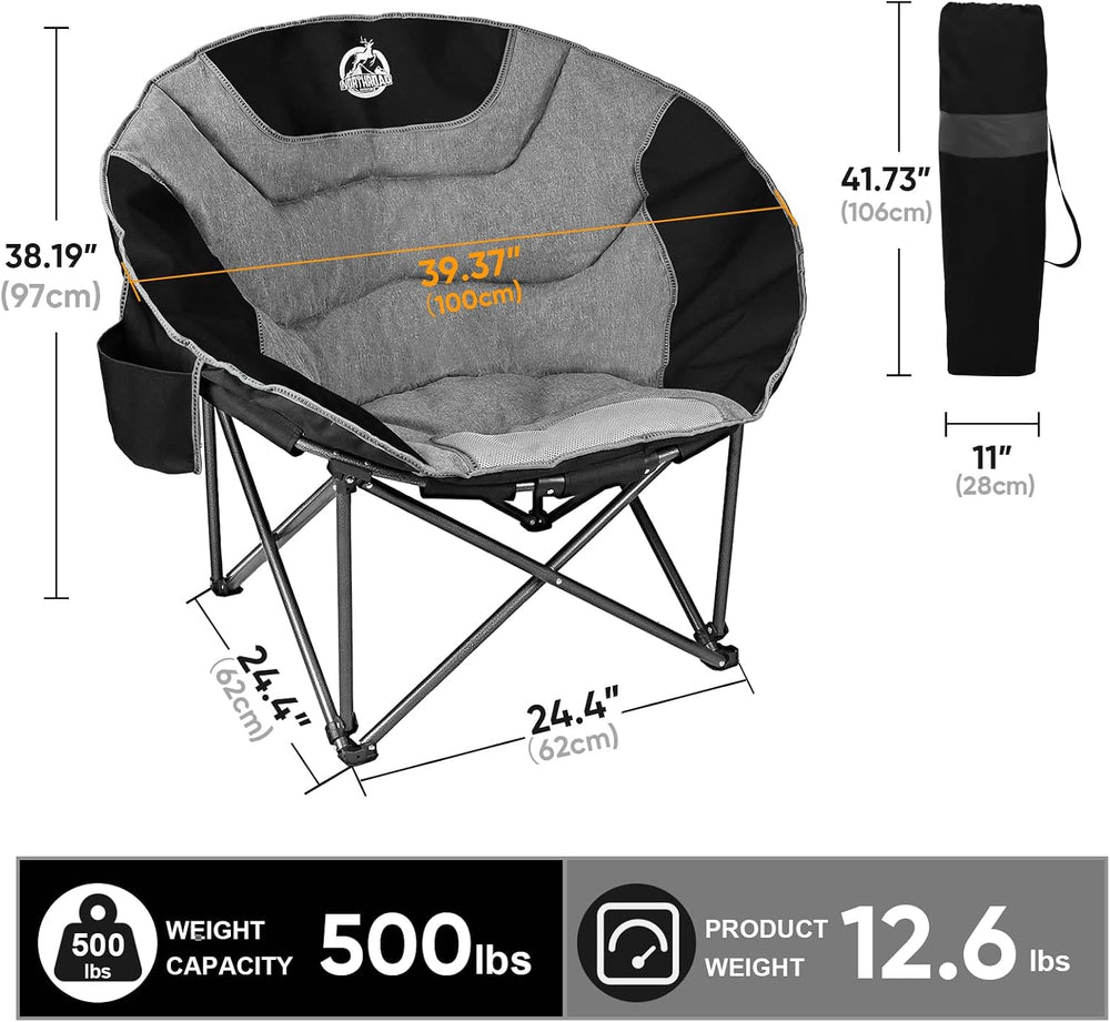 Northroad XXL Camping Moon Chair,Oversized Round Chair,Folding Padded Saucer ...