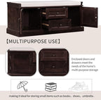 42″ Storage Bench with 2 Drawers and 2 Cabinets，Multipurpose Entryway Shoe Rack W/Removable Cushion，for Living Room Hallway Porch,Espresso