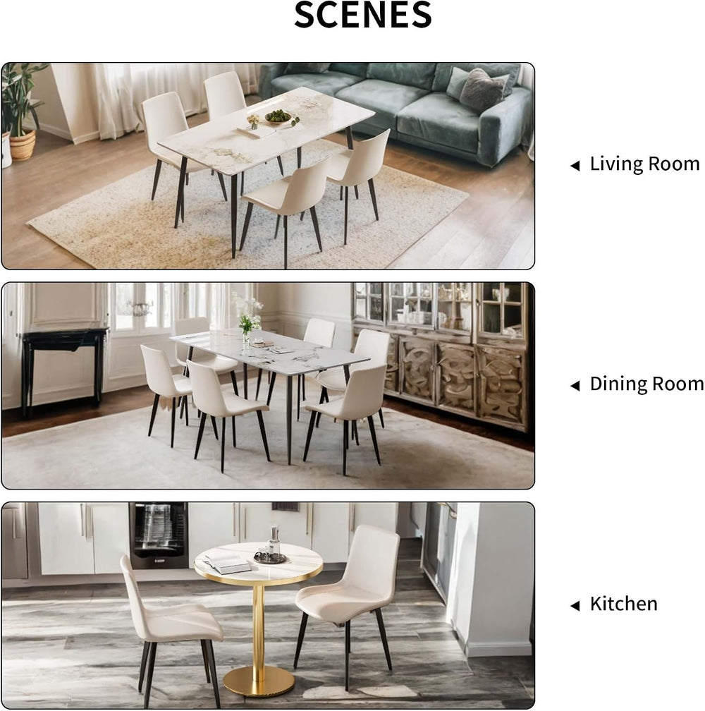 Dining Chairs, Modern PU Leather Dining Room Chair with Sturdy Metal Legs, Up...