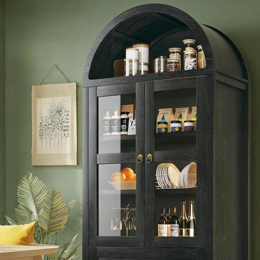 71" Tall Arched Kitchen Pantry, Pantry Cabinet, Kitchen Storage Cabinets...
