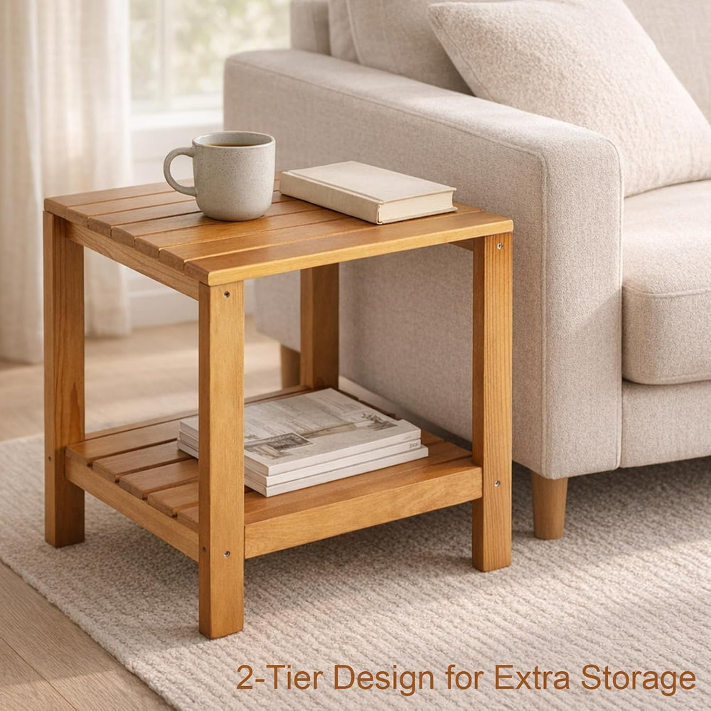 Outdoor Side Tables for Patio Set of 2, Small End Table Living Room Accent Co...