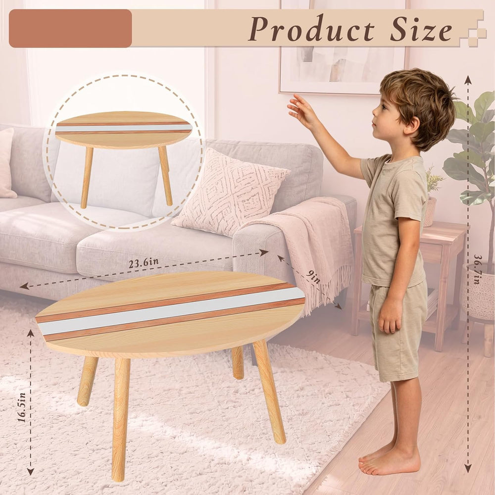 Novabright Coastal Decorative Surfboard Coffee Table, Solid Wood Small End Ta...