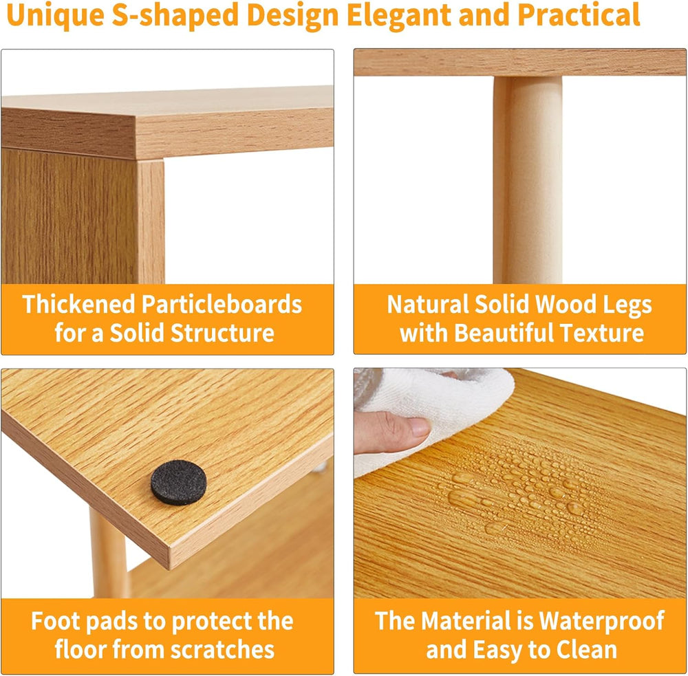 Aibiju 3-Tiered S-Shaped Side Table for Small Spaces, Freestanding Side Table...