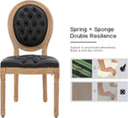 French Country Dining Chairs Set of 2, Black Kitchen & Dining Room Chairs Set of 2, Faux Leather Kitchen Chairs, Tufted Upholstered, Wood Legs, Sillas De Comedor (PU, Black, 2Pcs)