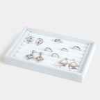 Valyria Velvet 7 Slots Ring Earrings Trays Showcase Display Jewelry Organizer (White)