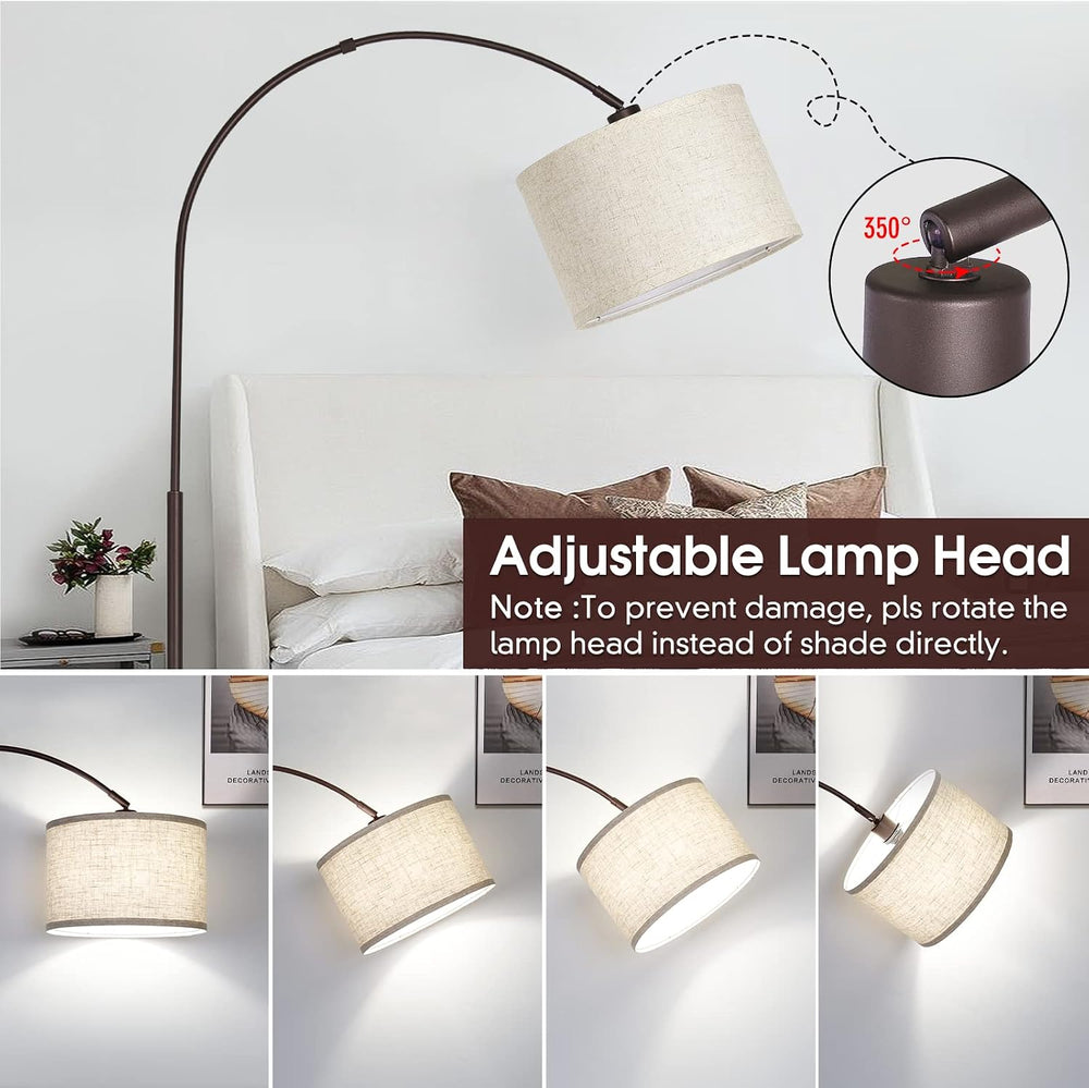 Dimmable Floor Lamp, Arc Floor Lamps with Adjustable Hanging Shade，Brown