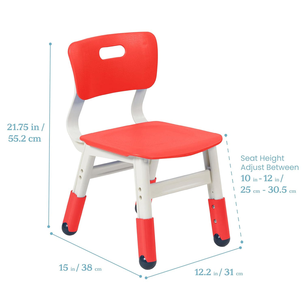 ECR4Kids Classroom Adjustable Chair, Flexible Seating, Red, 2-Pack