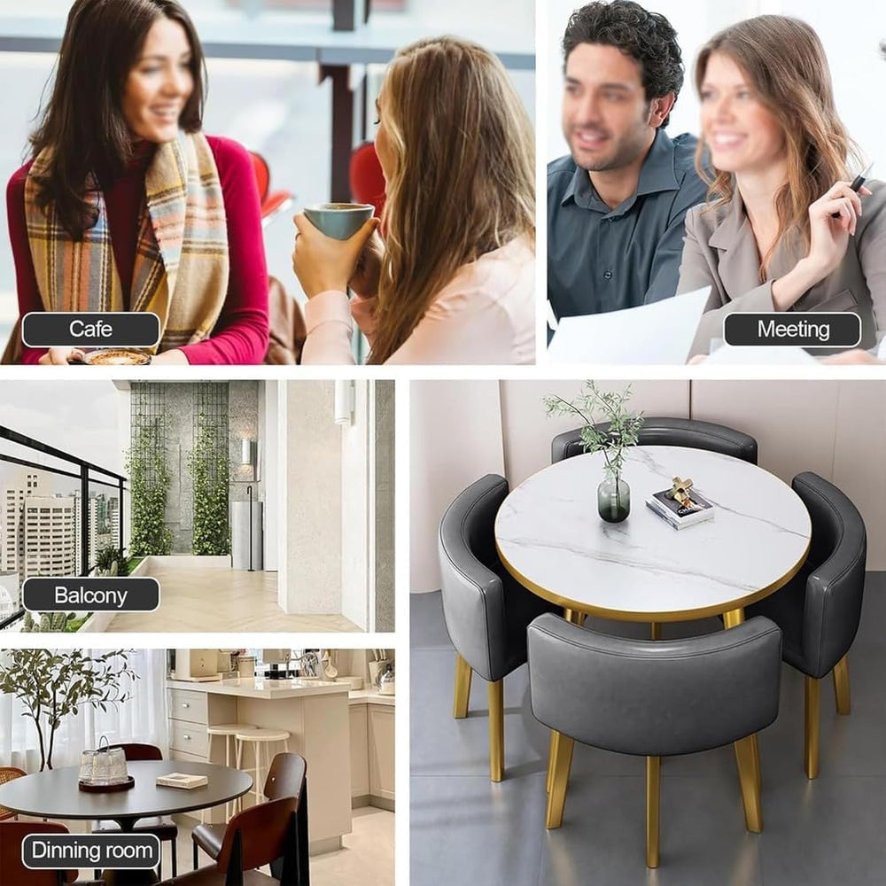 Modern Minimalist 4-Person Small Dining Table Set - Space-Saving Square Kitch...