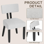 GOTMINSI Mid Century Modern Dining Chairs,Velvet Farmhouse Upholstered Kitchen Chairs, Accent Curved Backrest Dining Room Chairs with Hardwood Legs (Beige, 2PCS)