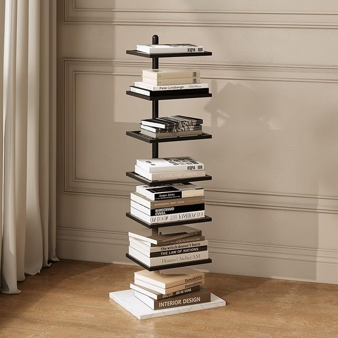 Vertical Bookshelf,Metal Spine Book Tower,Small Bookshelf for Small Spaces,Fl...