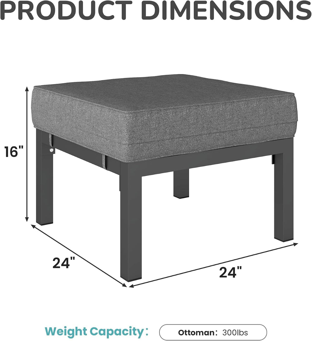 Wisteria Lane Aluminum Patio Furniture Footstools Set of 2, Oversized Outdoor...