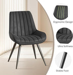 Nalupatio Modern Dining Chairs Set of 2, Comfortable Dining Room Chairs with Thick Cushions, Fabric Upholstered Side Chairs with Metal Legs for Kitchen, Black