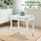 Vanity Stool Chair, Square Faux Leather Makeup Chair with Metal Legs, Cute Small Ottoman Vanity Bench, Foot Stool Chair for Vanity for Bedroom, Living Room, Bathroom, White