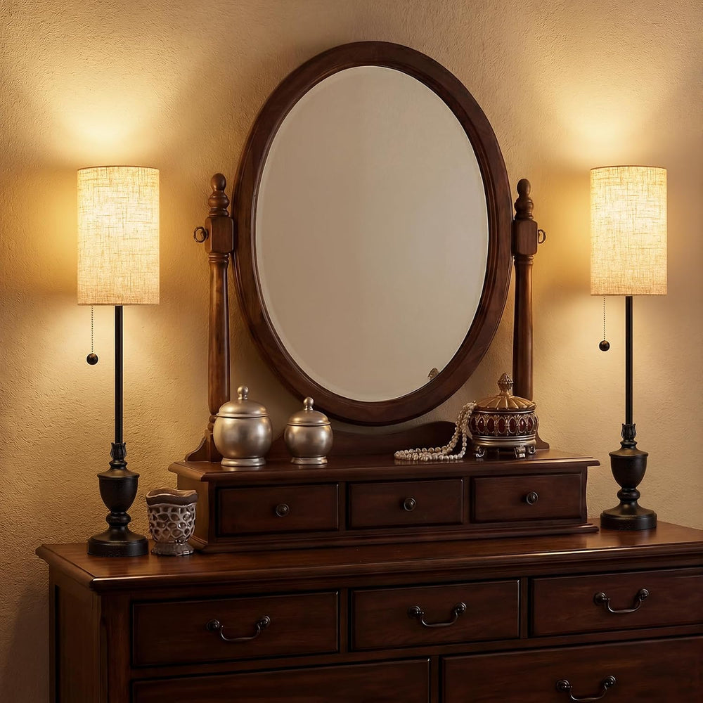Buffet Table Lamps Set of 2,28" Tall Skinny Black Resin Living Room Lamp