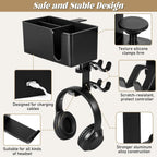 5 in 1 Controller Holder - Desk Cup Holder and Headphone Hanger, Rotatable Under Desk Clamp Organizer Dual Gamepad Headset Stand Gaming Desks Accessories for Xbox, PS4, PS5, PC, Switch