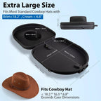 Cowboy Hat Case for Travel, Crushproof Box for Panama & Tweed, Hat Carrier with Adjustable Strap, Fedora Hat Storage For Travel Outdoors and Home(Upgrade Large) (Black)
