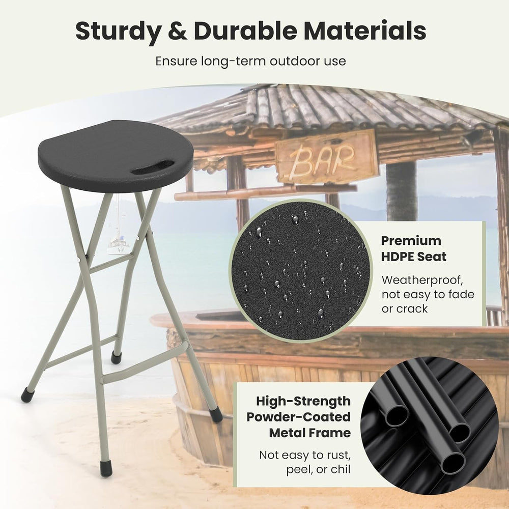 LDAILY Folding Stool, 28’’ Folding Bar Stool with Handle, Footrest, Anti-Slip...
