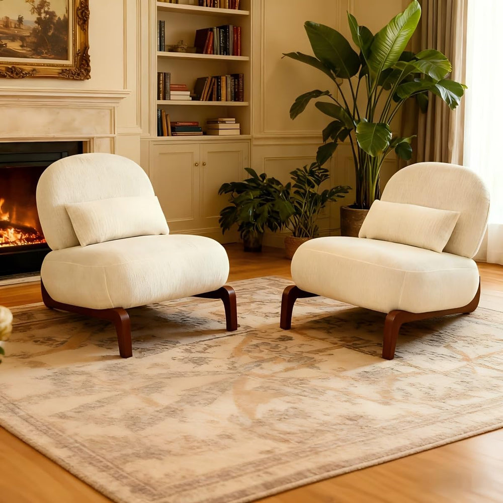 Modern Accent Chair Set of 2, Upholstery Glider Chair with Solid Wood Frame