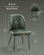 VASAGLE EKHO Collection - Dining Chairs Set of 2, Upholstered Kitchen Chairs, Comfortable Seat, Synthetic Leather with Stitching, Mid-Century Modern, Easy Assembly, with Storage Pocket, Forest Green