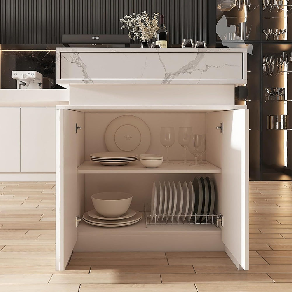homary Extendable Kitchen Island 73"-93" with Storage Kitchen Cabin...