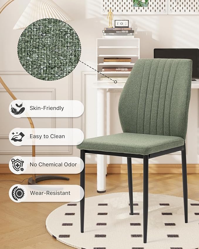 Dining Chairs Set of 4, Upholstered Wooden Dining Room Chairs, Mid Century Mo...