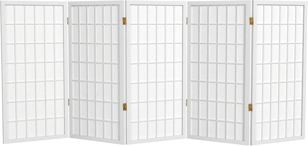 3 ft. Short Window Pane Shoji Screen - White - 5 Panels