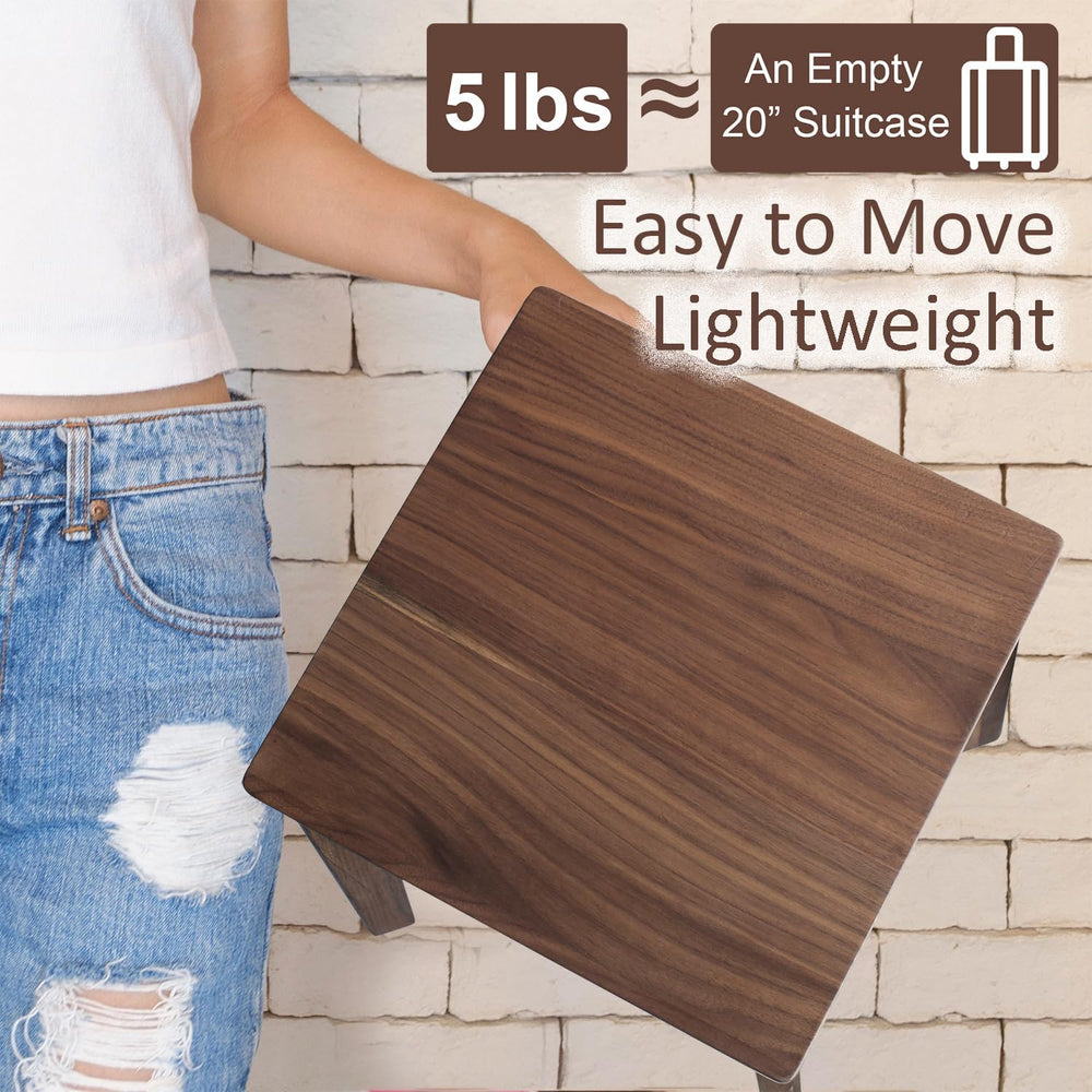 18-Inch Walnut Wood Stool, Stackable Backless Wooden Seating Solution with Sq...