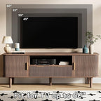 Fluted TV Stand, 62 Inch Mid Century Modern Media Console Table with Sliding Tambour Door Farmhouse Sideboard Buffet Cabinet Fits TVs up to 75 inch, Wood Entertainment Center for Living Room