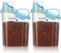 2Pack Cat Dog Food Storage Container Upgraded Large Nozzle BPA-free, 3-5 LBS Plastic Pet Food Storage Containers, With 4 Sealed Clasps, 1 Measuring Cup and Handle (Sunshine Blue)
