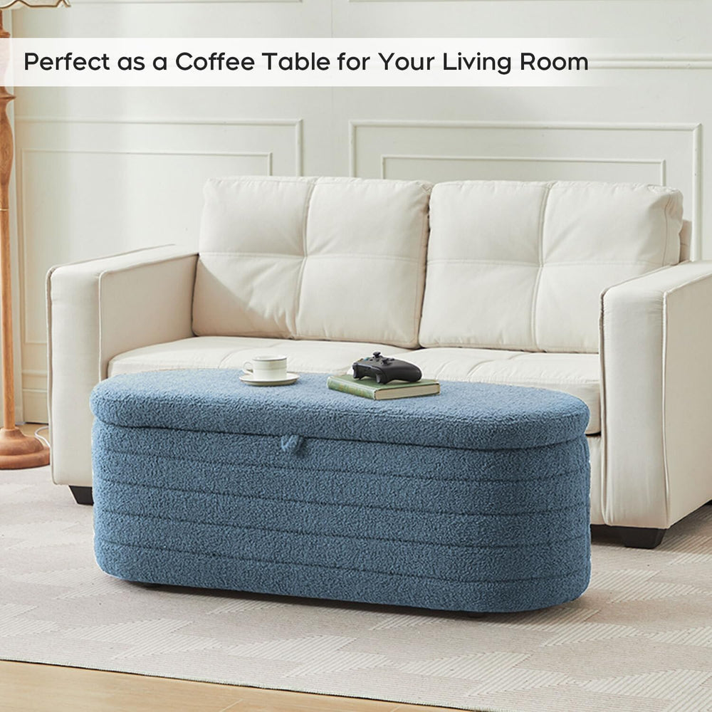 Storage Ottoman Bench End of Bed for Bedroom,45 inch Boucle Upholstered Entry...