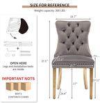Mid Century Modern Dining Chairs Set of 6, Grey Velvet Upholstered Tufted Back, Kitchen & Dining Room Chairs, Gold Metal Legs, Nailhead Trim, Sillas para Comedor (Gray, 6 Pcs)