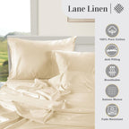 LANE LINEN Pillow Case Covers King Set of 2 100% Egyptian Cotton Sateen Soft Cool & Smooth 1000 Thread Count Cases - Ivory