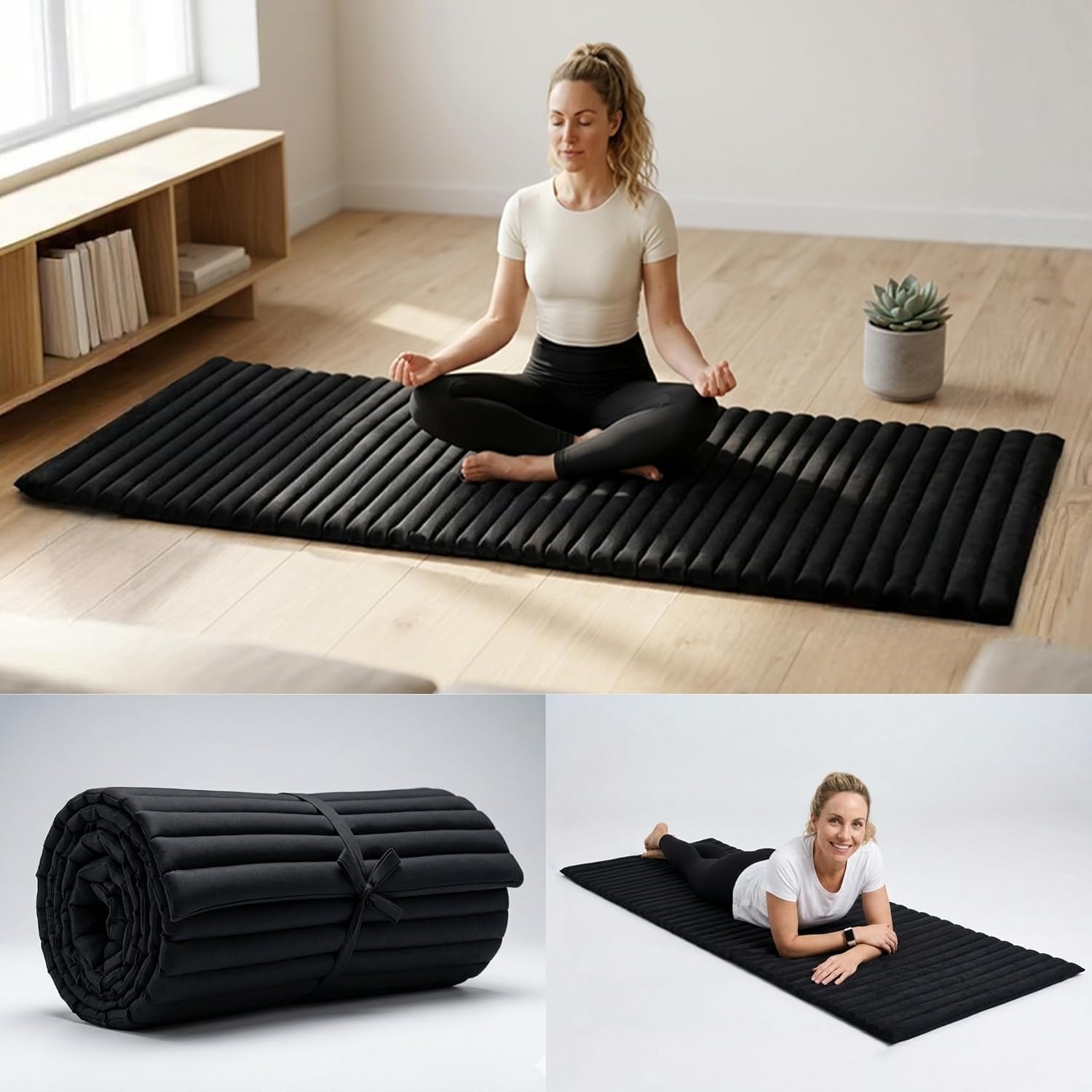 Leewadee Thai Roll Mat 75 x 28 inches Kapok Firm | Breathable folding mattress for sleeping, yoga, meditation & massage. For travel, camping, the car or as a guest bed