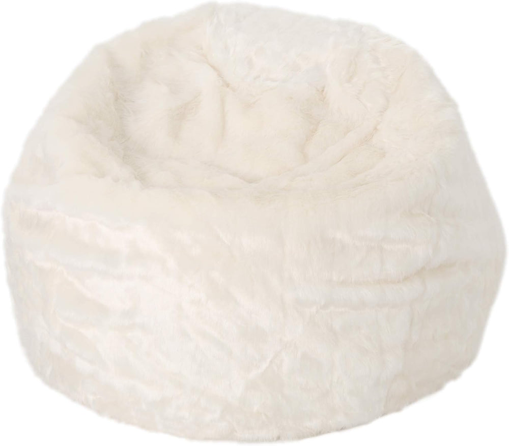 Christopher Knight Home Laraine Furry Glam White Faux Fur 3 Ft. Bean Bag, Small