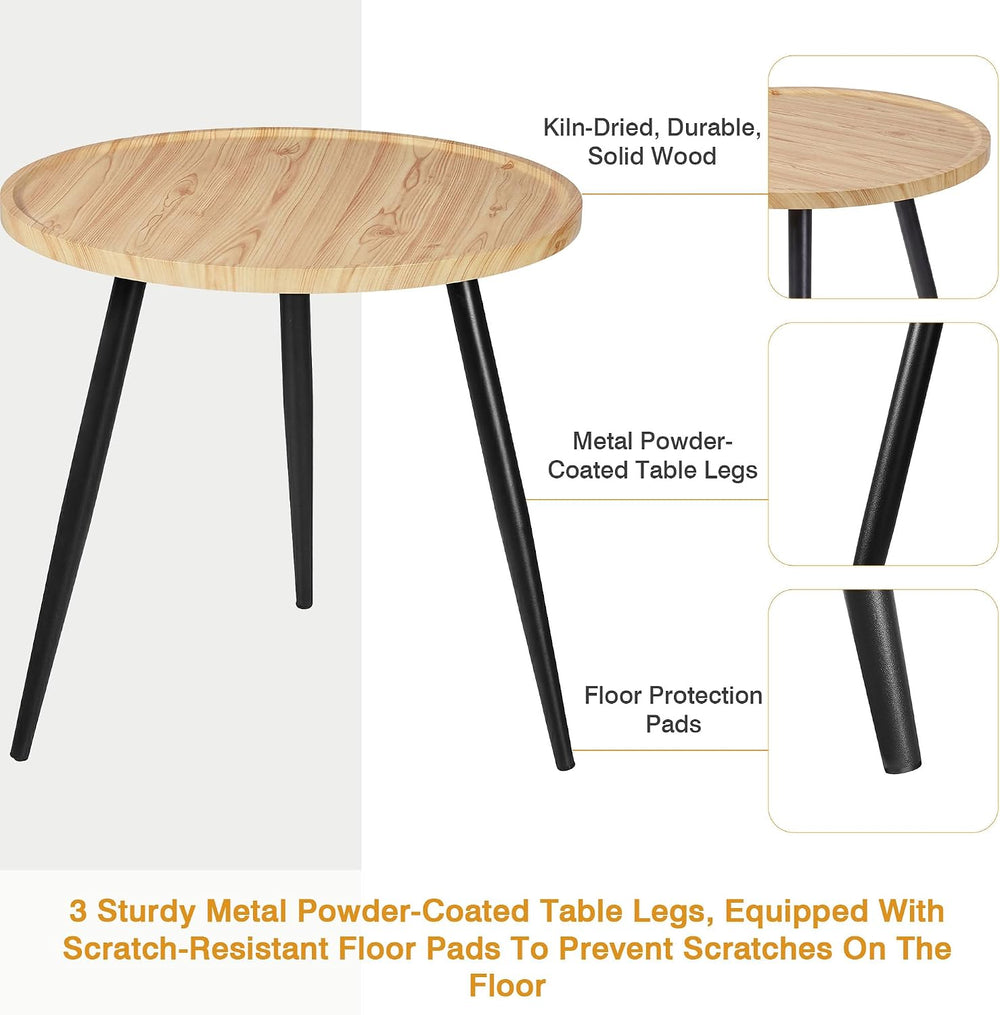 VECELO Modern Side Table, Round Small End Table, Exclusively Designed Hand-Cr...
