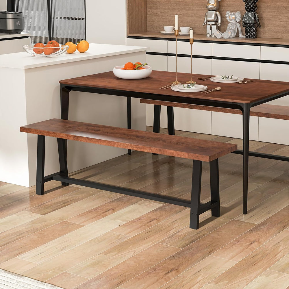 GIANTEX 60” Rectangular Wood Dining Bench, 3 Person Entryway Shoe Bench with ...