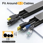 Cable Hider, 157in Delamu Cord Hider Wall for Wall Mounted TV, Wire Hider Kit, Paintable Cable Concealer Raceway Management for Home & Office, 10XL15.7 W0.95 H0.55in, Black